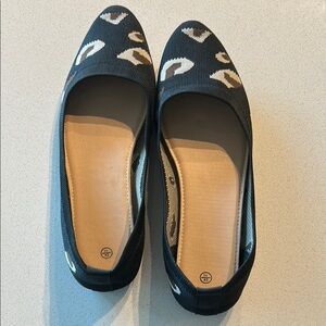 Women's Black and Cheetah Flats